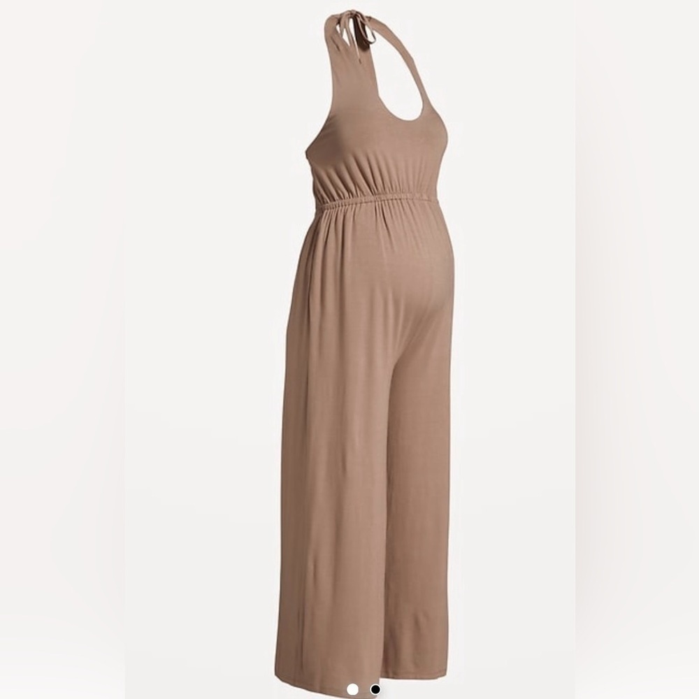 NWT Maternity Waist-Defined Halter Jumpsuit with wide leg, Sz: XXL